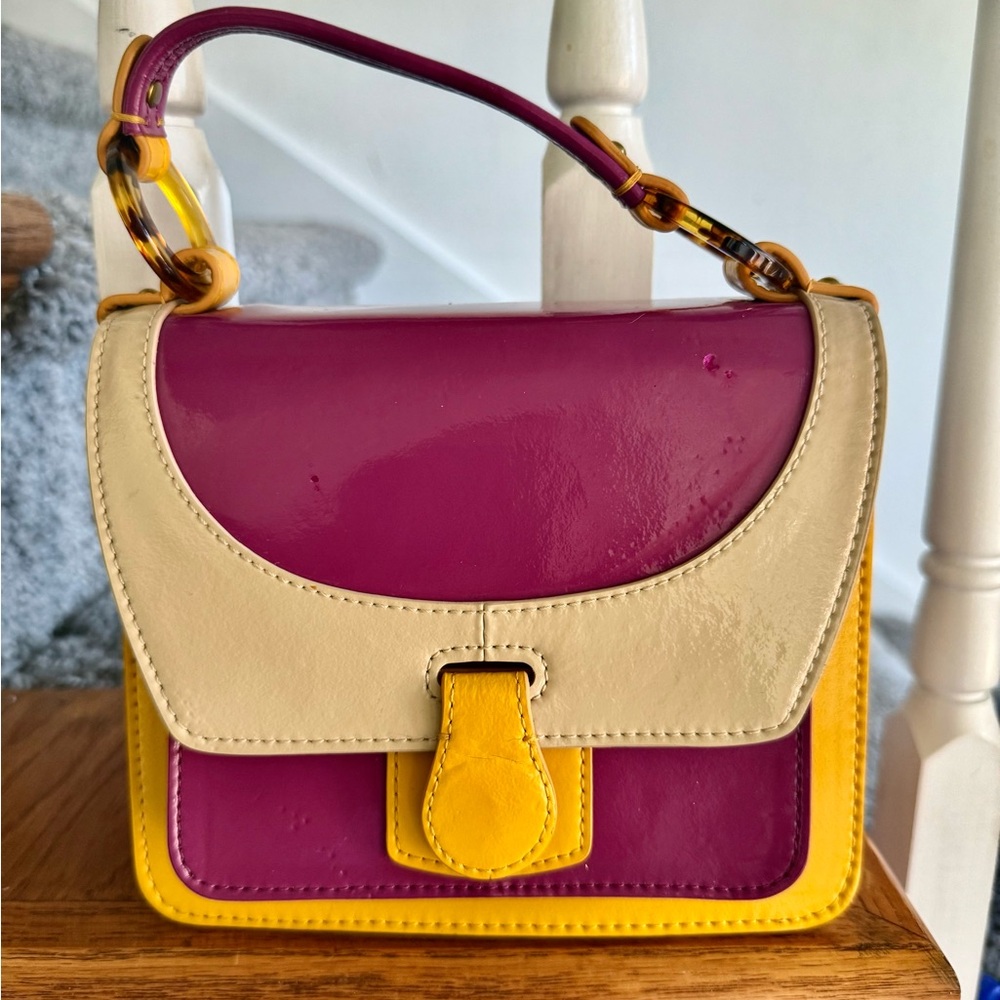 HOBO Cream and Purple Hobo Bag with Yellow Accents firm price